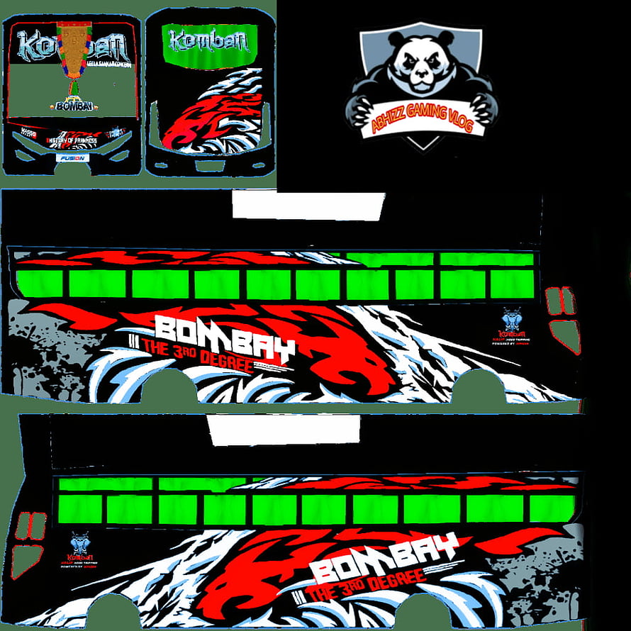 Komban Bus Skin Design with Bombay The 3rd Degree and Abhizz Gaming Vlog Logos HD phone wallpaper