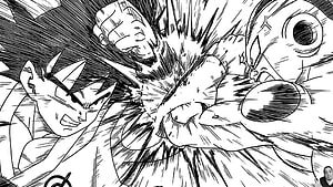 Dragon Ball Z Manga Panel: Intense Black and White Fist Clash HD wallpaper