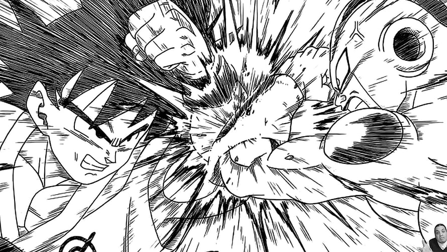 Dragon Ball Z Manga Panel: Intense Black and White Fist Clash HD wallpaper