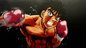 Hajime no Ippo Anime Boxing Character Punching in Red Gloves HD wallpaper