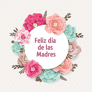 Paper Flower Wreath With Happy Mother's Day Greeting On Polka Dot Background HD phone wallpaper