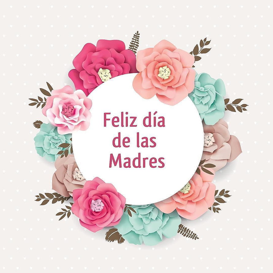 Paper Flower Wreath With Happy Mother's Day Greeting On Polka Dot Background HD phone wallpaper
