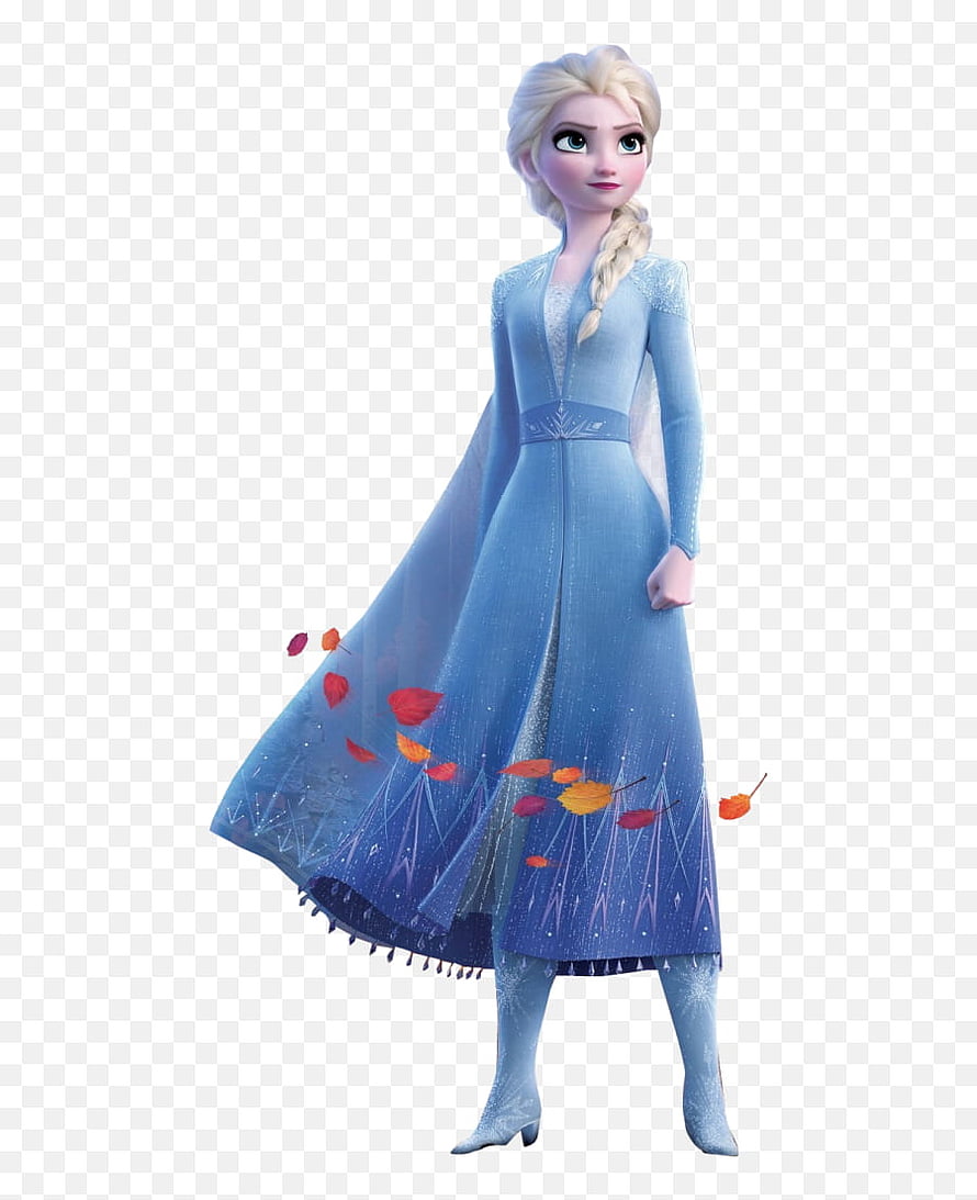 Elsa from Frozen 2 in her blue gown with autumn leaves swirling around her HD phone wallpaper