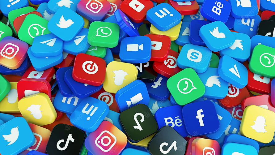 Colorful 3D Social Media App Icons Pile HD wallpaper