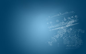 Technical Blueprint Schematic of Naval Vessel and Mechanical Components on Blue Background HD wallpaper