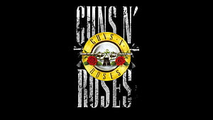 Guns N' Roses Classic Logo with Red Roses and Gold Ring on Black Background HD wallpaper