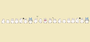 Cute Totoro and Friends Lineup on Pastel Yellow Background HD wallpaper