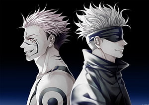 Jujutsu Kaisen Gojo and Sukuna Profile Portrait Anime Wallpaper HD wallpaper