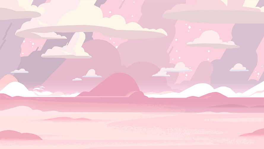 Steven Universe Pastel Pink Landscape with Soft Clouds and Rolling Hills HD wallpaper