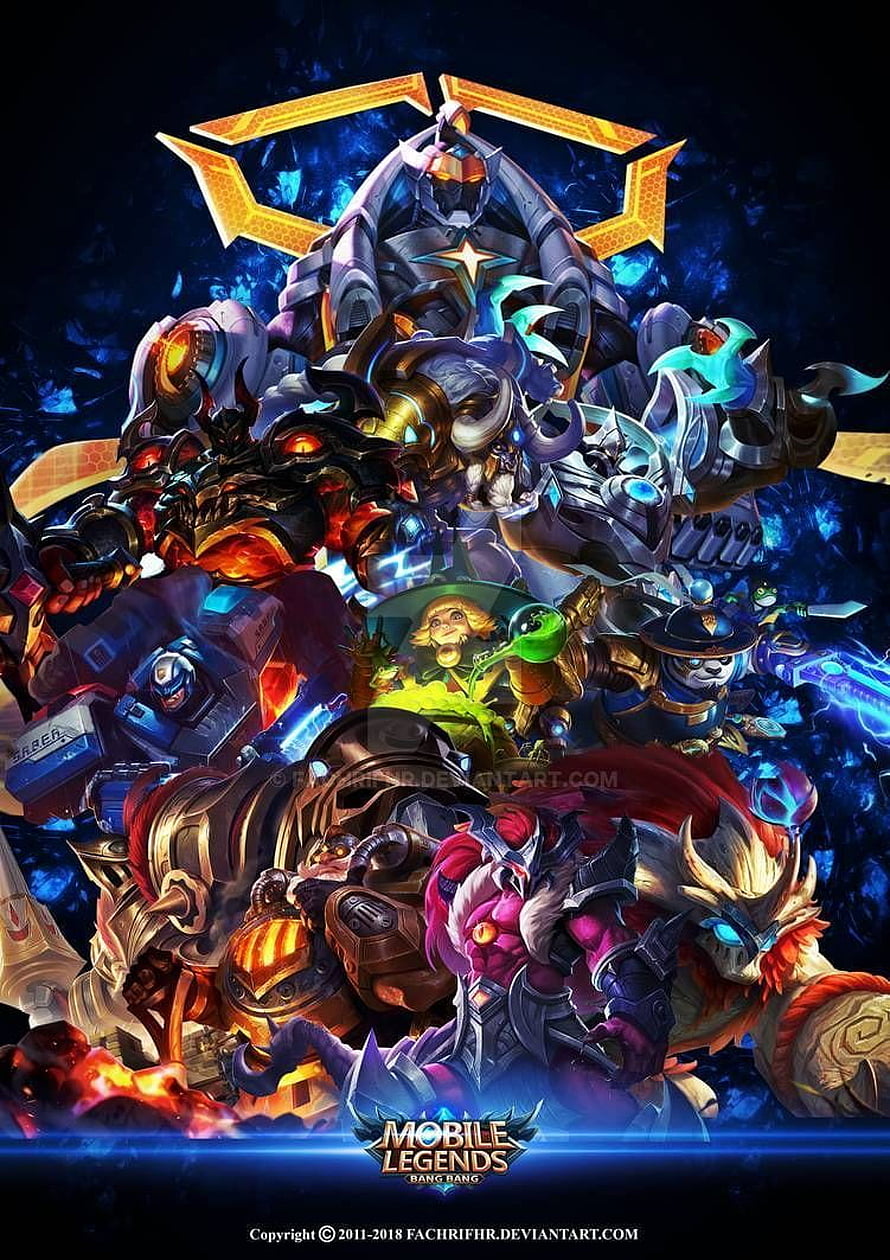 Mobile Legends Bang Bang Ensemble Poster Featuring Tank Heroes and Character Lineup HD phone wallpaper