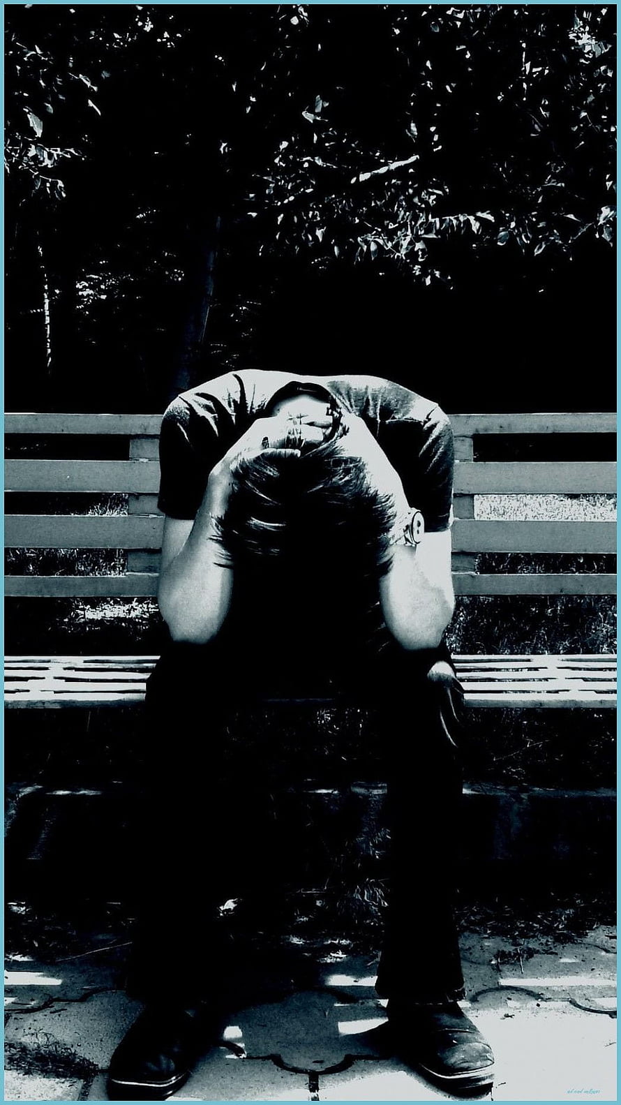 Man Sitting on Park Bench with Head in Hands in High Contrast Black and White, Five Ugly Truth About Sad Mood, mood off boy HD phone wallpaper