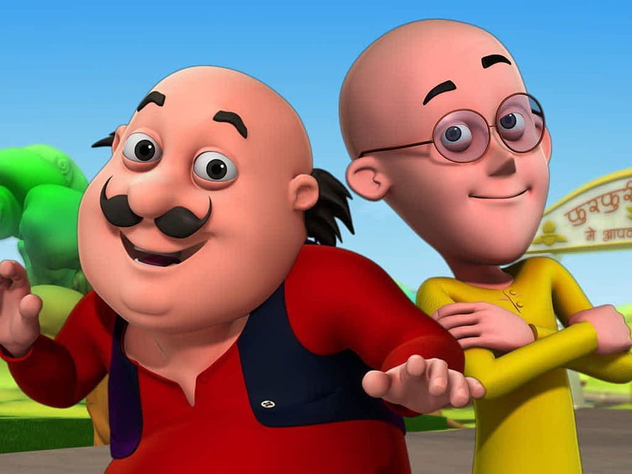 Motu Patlu 3D Animated Characters in Vibrant Outdoors Setting HD wallpaper