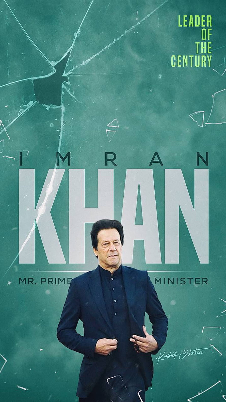 Imran Khan in Dark Suit Against Cracked Green Background with Bold Typography HD phone wallpaper