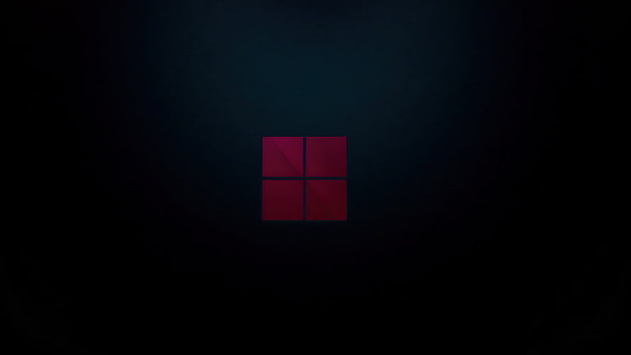 Windows 11 Dark Mode Minimalist Desktop Background with Red Logo on Black Gradient HD wallpaper