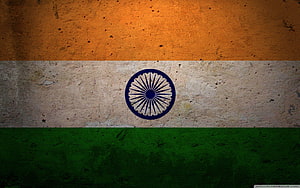 Grunge Textured Indian National Flag With Ashoka Chakra On Distressed Surface HD wallpaper