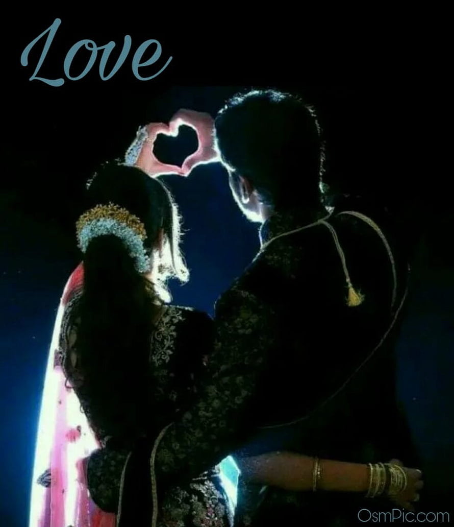 Romantic Couple Forming Heart Shape With Hands Against Night Sky HD phone wallpaper