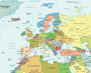 Detailed Political Map of Europe Showing Countries, Capitals, and Major Cities HD wallpaper