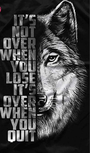 Black and White Wolf Portrait with Motivational Quote Typography HD phone wallpaper