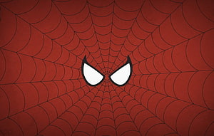 Spider-Man Mask Eyes Centered on a Red Spider Web Background HD wallpaper