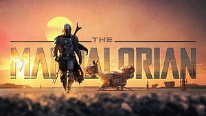 The Mandalorian Beskar Armor Hero Walking Through Desert Dunes at Sunset HD wallpaper
