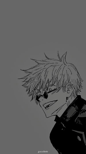 Gojo Satoru manga line art portrait with round sunglasses and spiky hair HD phone wallpaper