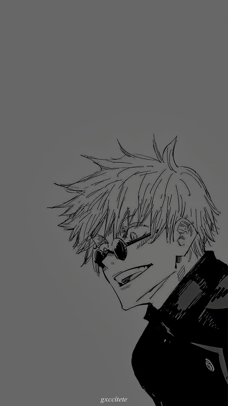 Gojo Satoru manga line art portrait with round sunglasses and spiky hair HD phone wallpaper