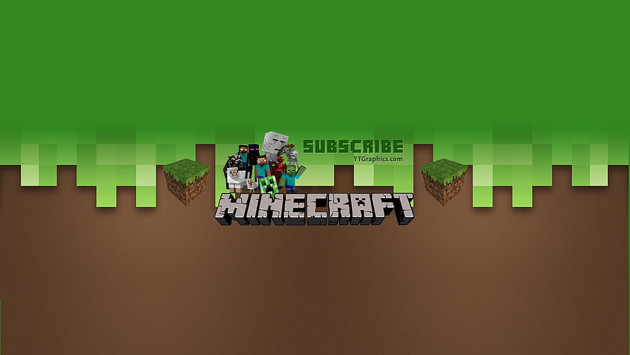 Minecraft Logo Banner With Character Group And Grass Blocks On Dirt Background HD wallpaper