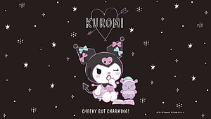 Kuromi and Baku Reading a Book Under a Starry Night Sky with Sanrio Character Art HD wallpaper
