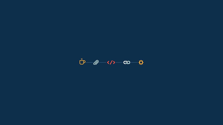 Minimalist Developer Workflow Icons on Dark Blue Background HD wallpaper