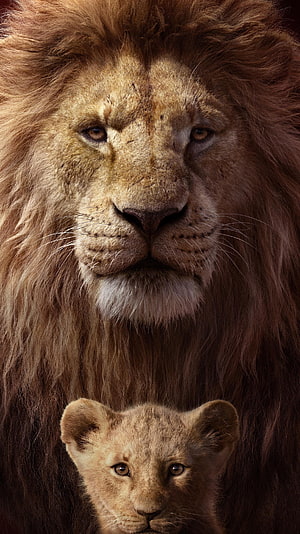 The Lion King 2019 Mufasa and Simba Cinematic Portrait HD phone wallpaper