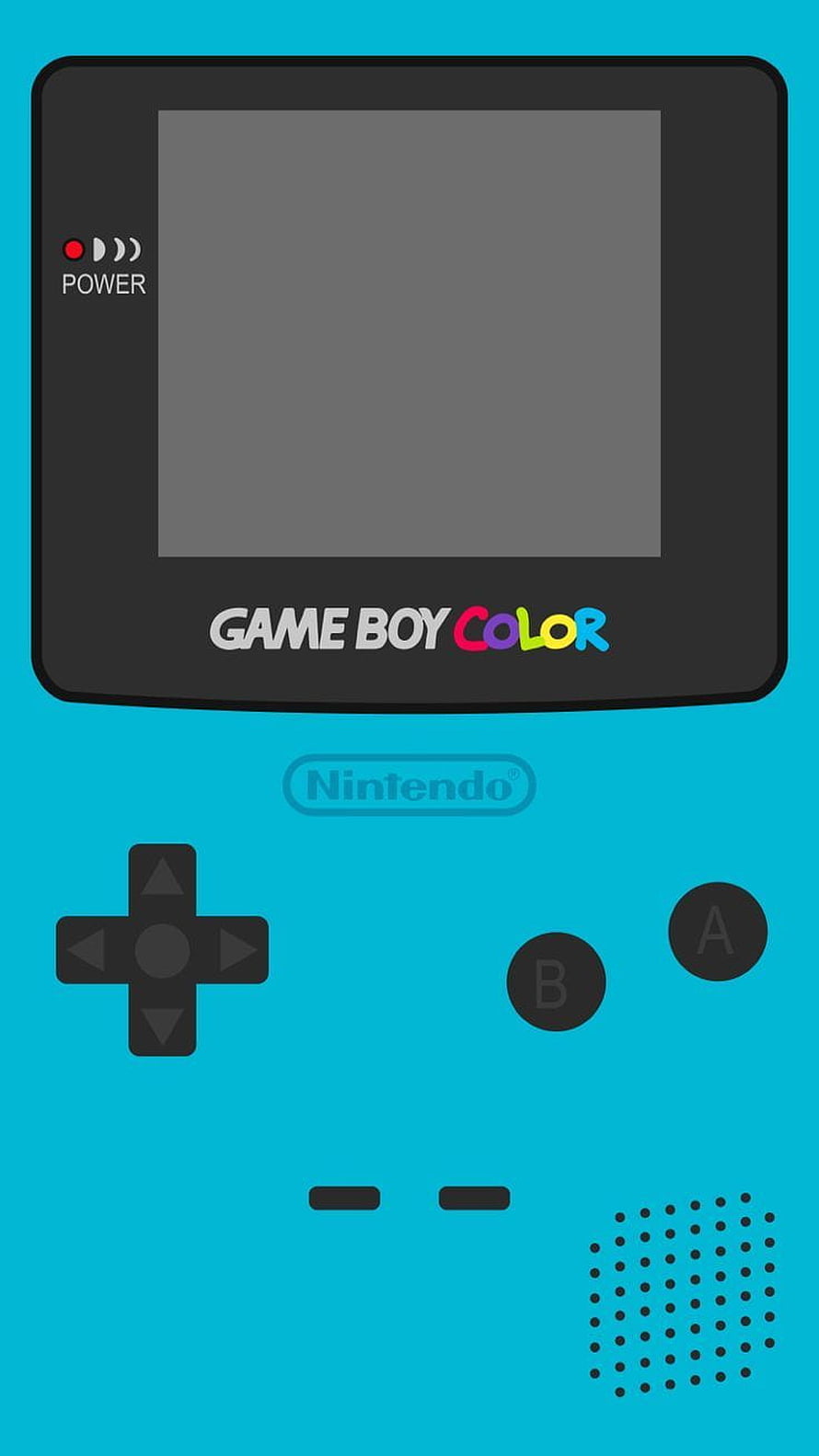 Cyan Nintendo Game Boy Color Handheld Console Vector Illustration HD phone wallpaper