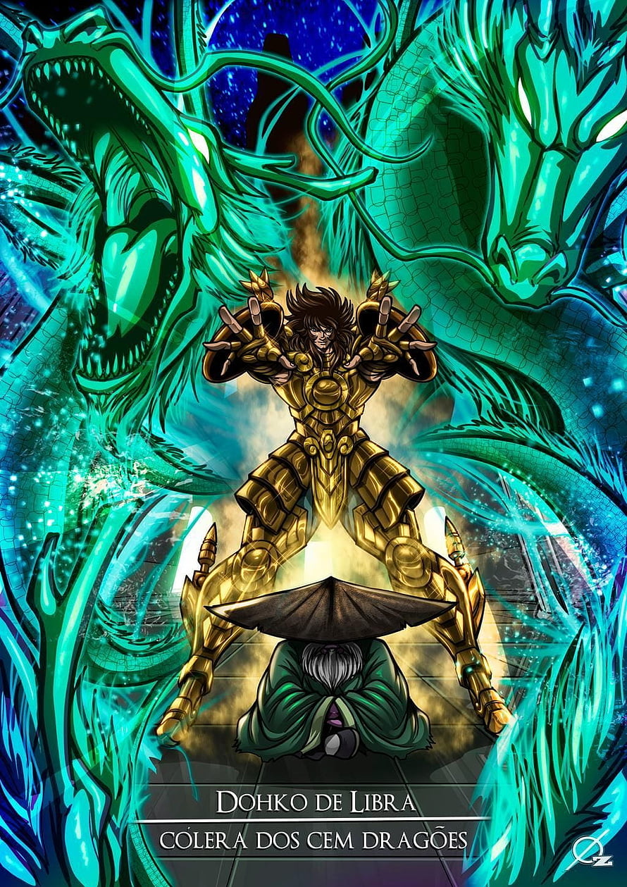 Dohko de Libra in Gold Cloth unleashing the Hundred Dragons technique from Saint Seiya HD phone wallpaper