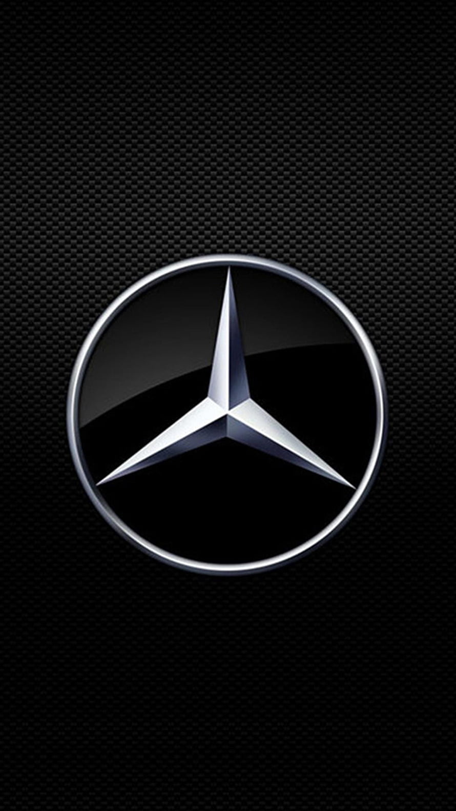 Mercedes-Benz Three-Pointed Star Emblem on Black Carbon Fiber Texture HD phone wallpaper
