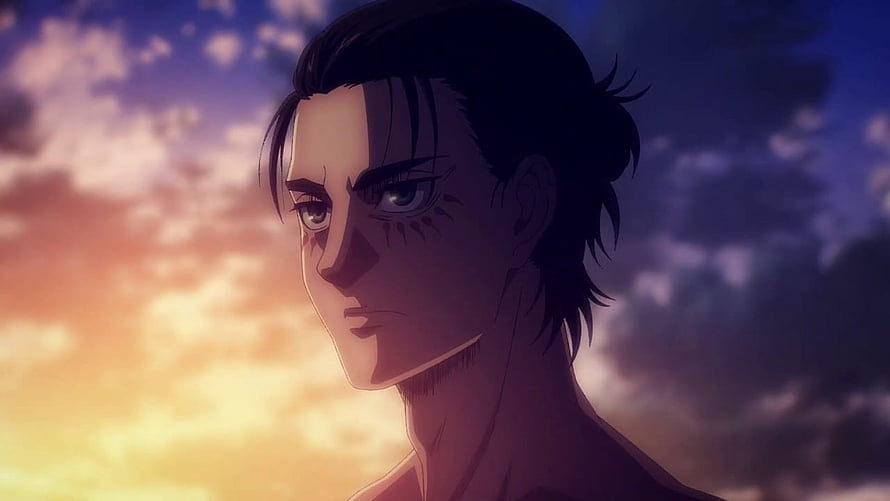 Eren Yeager Adult Anime Portrait Against Dramatic Sunset Sky HD wallpaper