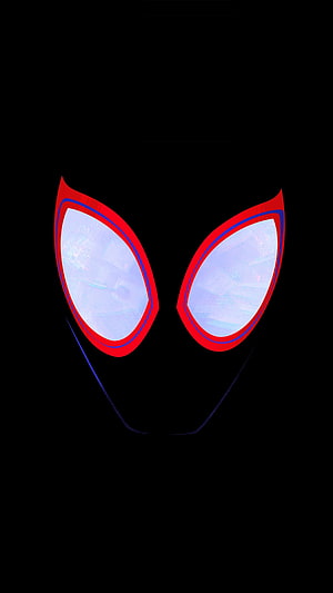 Miles Morales Spider-Man Mask Eyes Minimalist Dark Portrait, Face, dark, eyes, Spider, miles morales face HD phone wallpaper