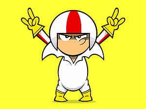 Kick Buttowski Cartoon Character in White Helmet and Yellow Gloves on Yellow Background HD wallpaper
