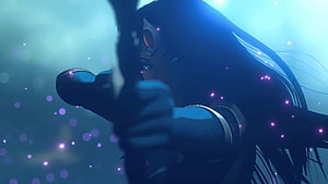 Mirana from Dota 2 Aiming Her Bow in a Mystical Blue Setting HD wallpaper