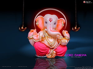 Lord Ganesha Seated in Meditation with Golden Ornaments and Red Drape HD wallpaper