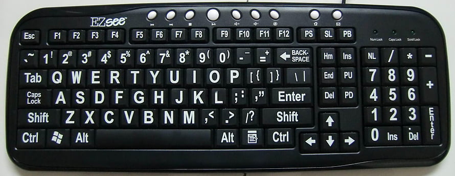 Black EZsee Full-Size Computer Keyboard with Numeric Keypad and Multimedia Keys HD wallpaper