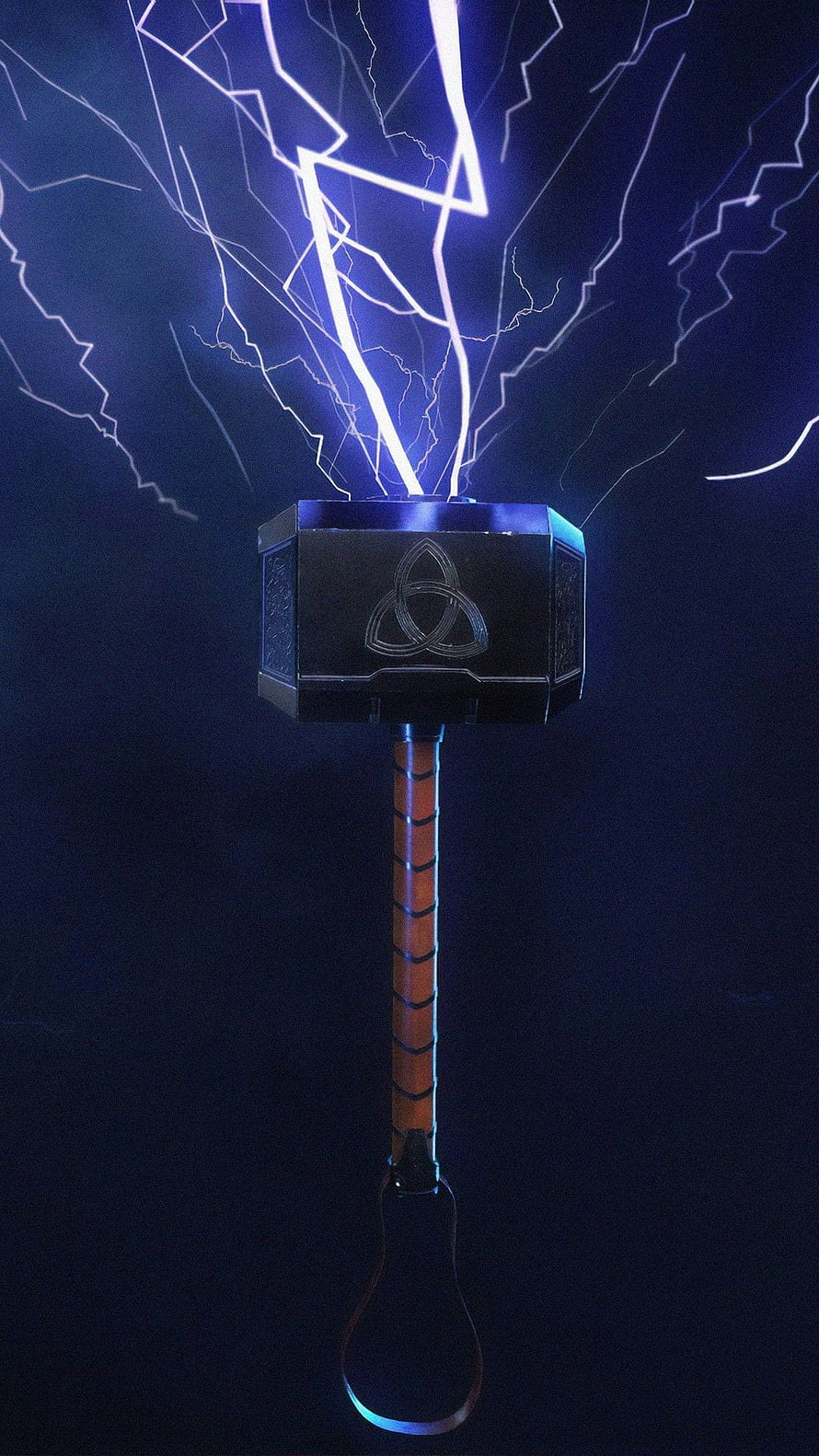 Mjolnir Thor's Hammer with Electric Lightning Arcs on Dark Background HD phone wallpaper
