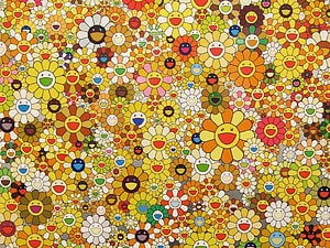 Takashi Murakami Smiling Flowers Pattern Artwork HD wallpaper