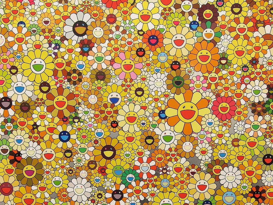 Takashi Murakami Smiling Flowers Pattern Artwork HD wallpaper