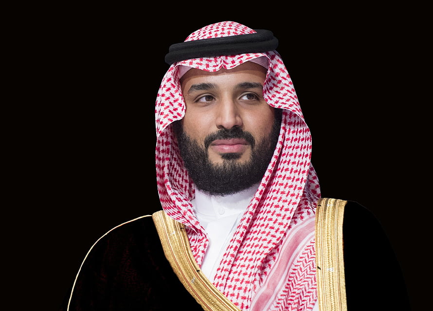 Mohammed bin Salman Al Saud in Traditional Saudi Attire with Red and White Ghutra HD wallpaper