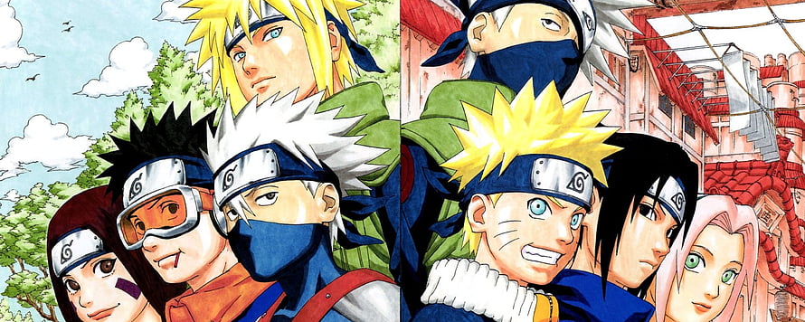 Naruto Shippuden Team 7 and Team Kakashi Group Portrait Anime Illustration HD wallpaper