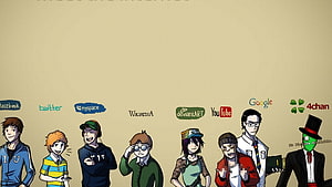 Internet Culture Cartoon Characters Representing Social Media Platforms and Online Communities HD wallpaper