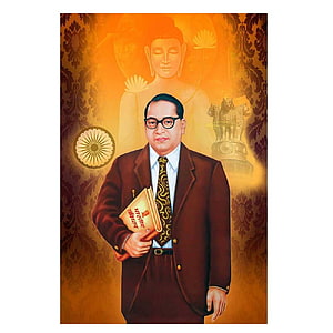 Babasaheb Ambedkar Portrait with Constitution Book and Ashoka Pillar HD phone wallpaper