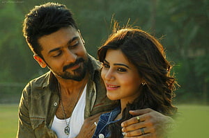 Surya and Samantha in a romantic embrace from the Anjaan movie HD wallpaper