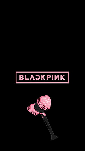 Blackpink Official Logo and Pink Heart Lightstick on Black Background HD phone wallpaper