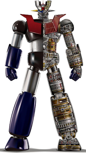 Mazinger Z Cross-Section Anatomy Revealing Internal Mechanical Systems and Armor Plating HD phone wallpaper