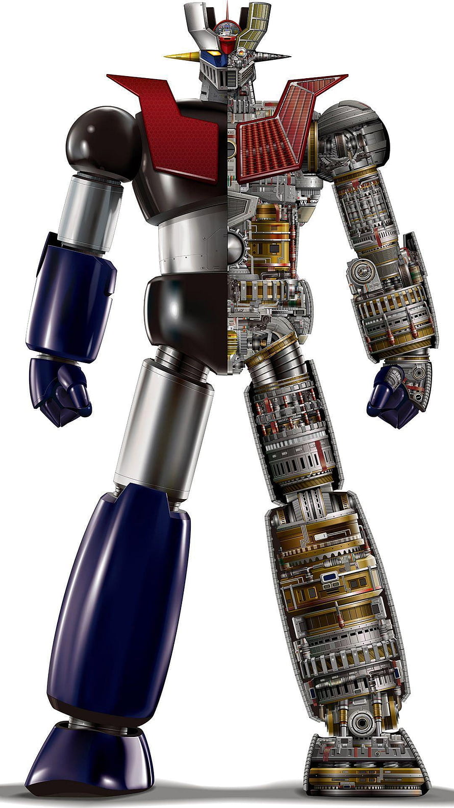 Mazinger Z Cross-Section Anatomy Revealing Internal Mechanical Systems and Armor Plating HD phone wallpaper